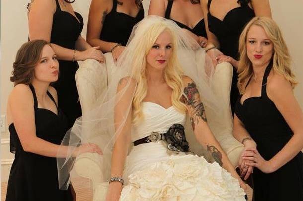 Eclectic Bride with hair extensions - we work with all wedding themes from the demure to wild