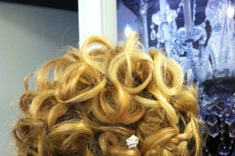 Braided updo for bride-to-be at hair trial