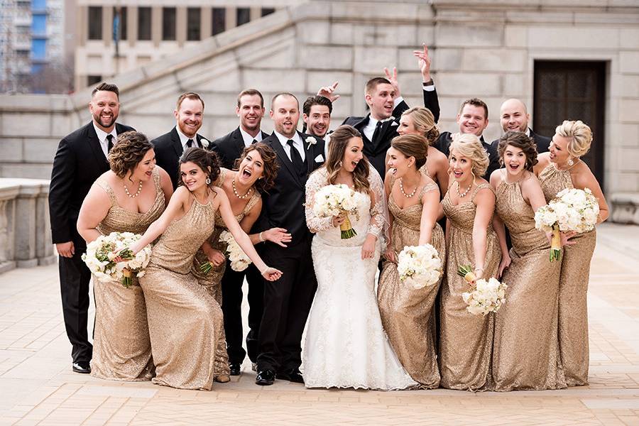 Morgan and Nick with their wedding party