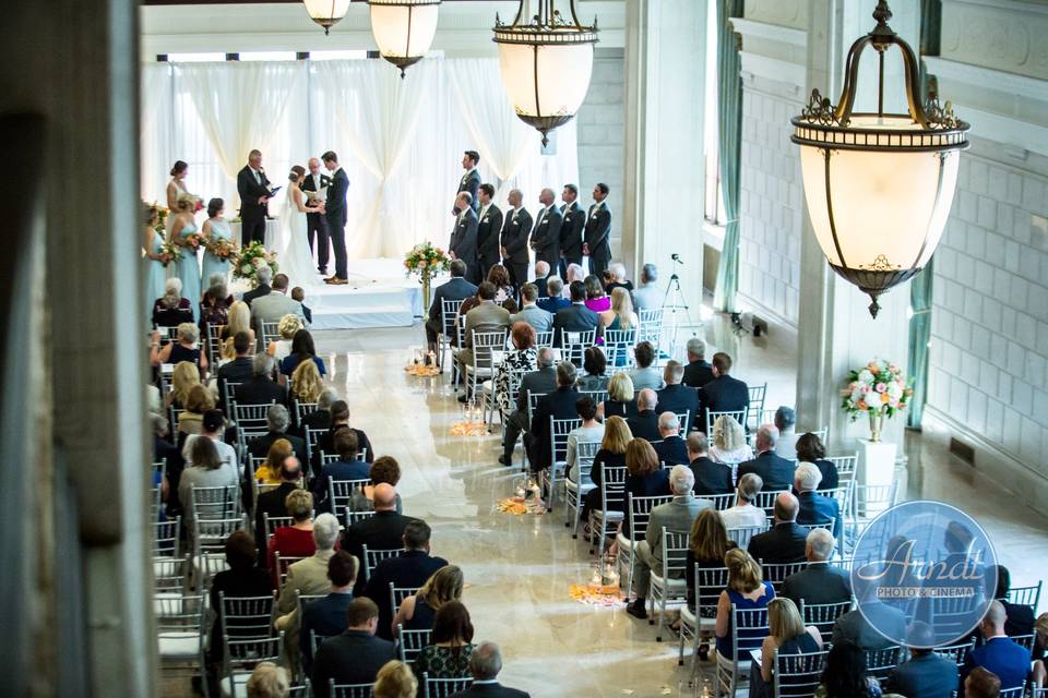 Caitlin and Chris's formal ceremony at the Statler Ballroom.