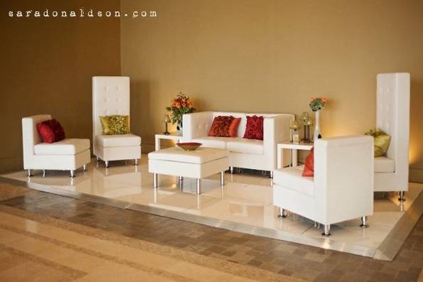 White lounge furniture and white dance floor