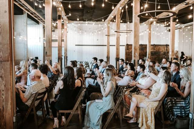Wedding guests celebrating