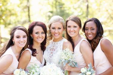 Bride and the bridesmaids