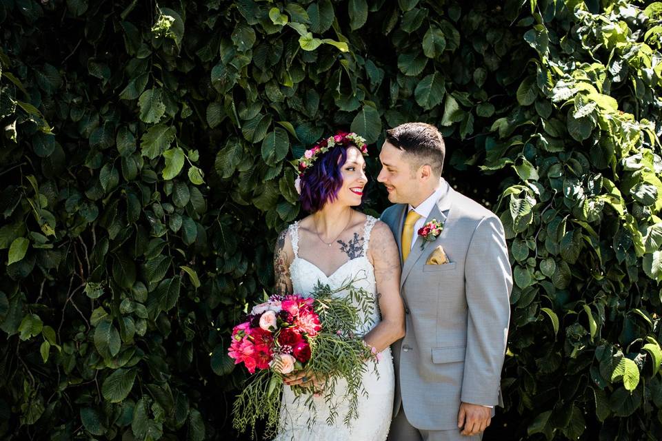 Tattooed bride and groom