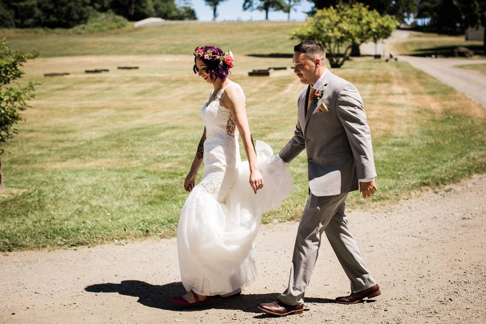 Walking to ceremony