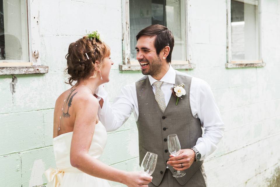 Bride and groom after ceremony