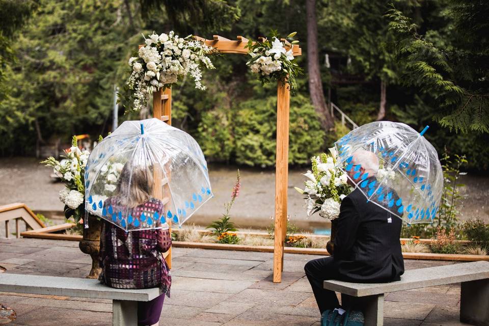 Umbrellas at ceremony