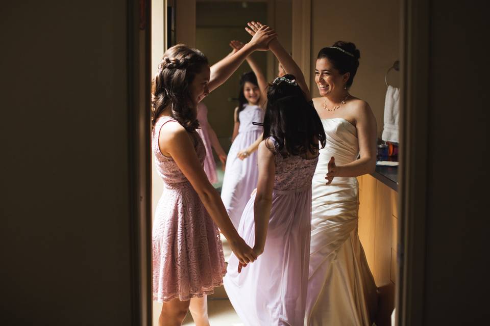 Bride and daughters