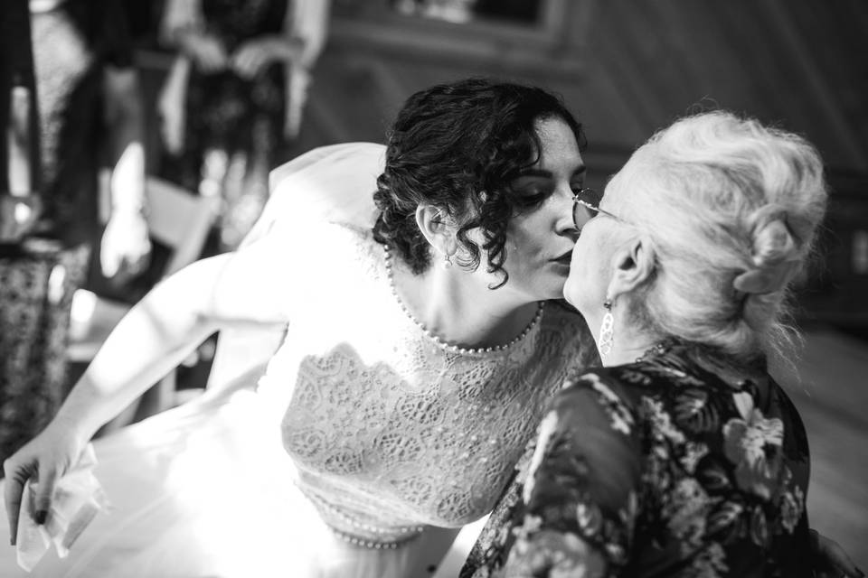 Bride kissing grandma