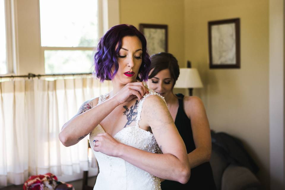 Purple haired bride