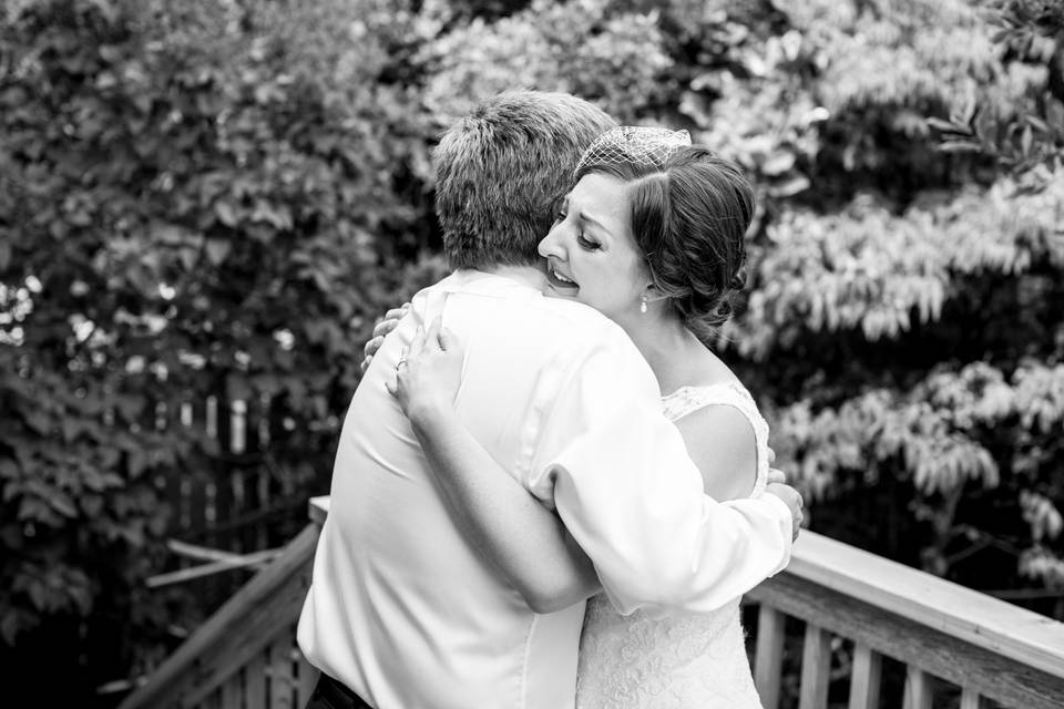 Bride hugging dad