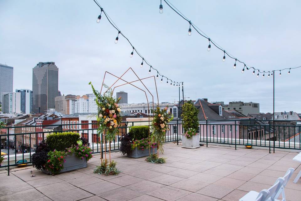 Rooftop Geometric Wedding Arch