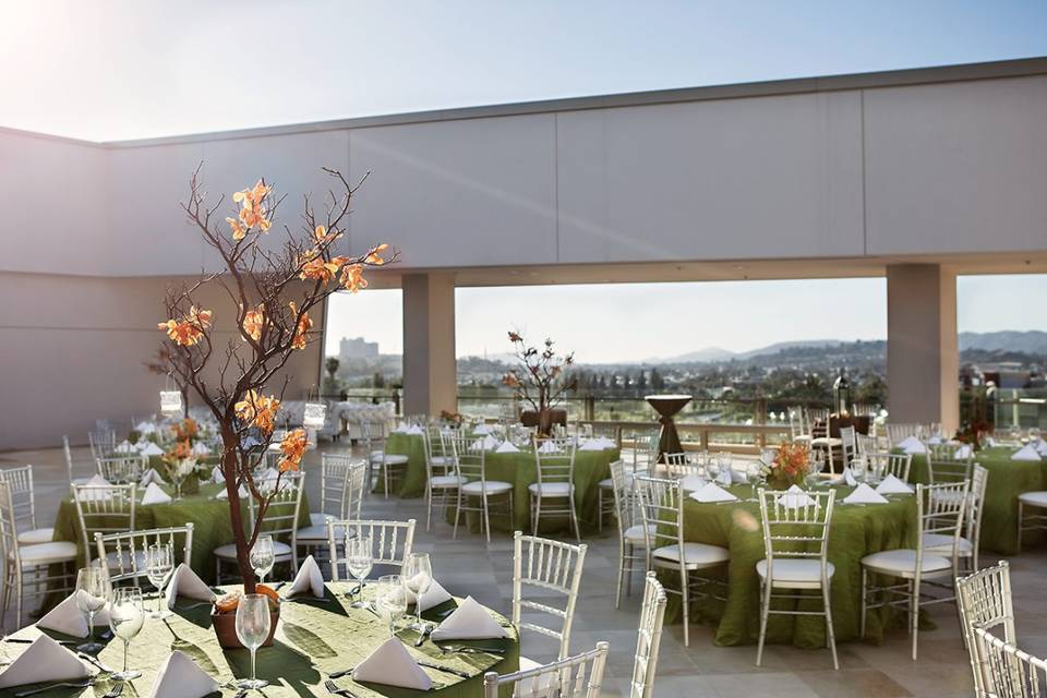 Outdoor wedding reception area