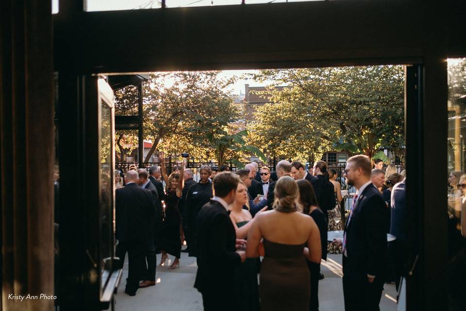 Guests enjoy the patio