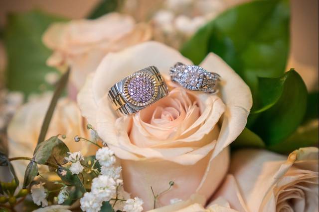 Ring detail shot, Mollee & Jr Wedding, November, 2017