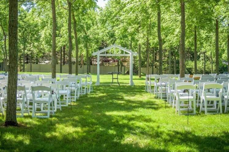 Shaded open space for weddng, reception or meal.