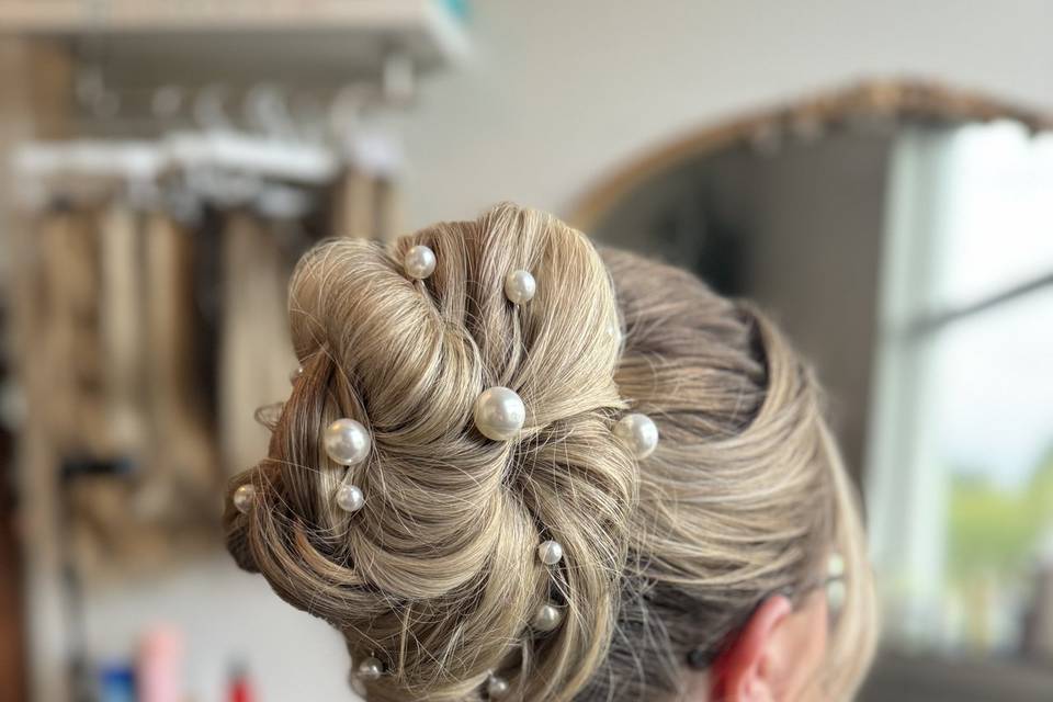 Updo with pearl accent