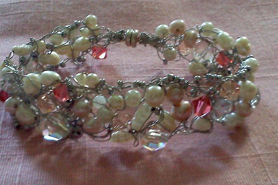 Another look at the thinner braclet loaded with crystals and pearls. Great for Everyone!