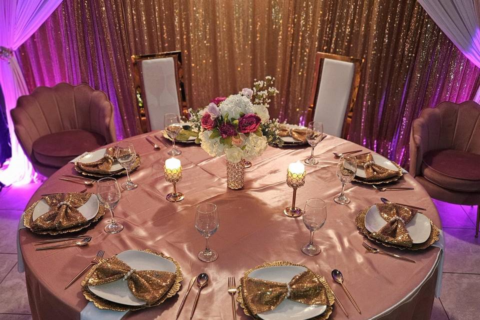 Pink, Gold and White Wedding