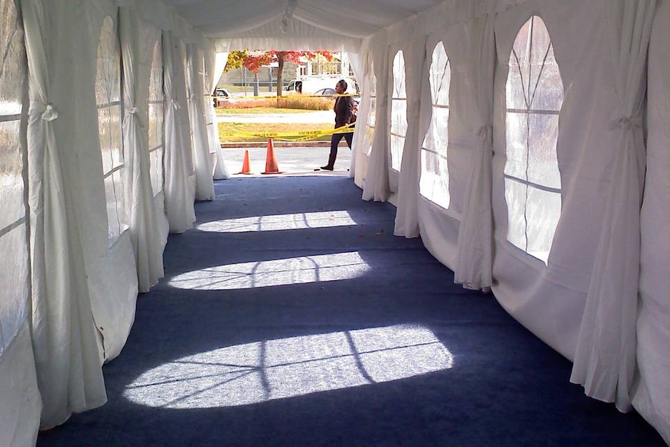 Draped Bridal Marquee leading to main tent