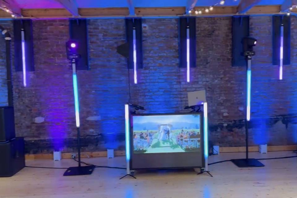 DJ booth and lighting
