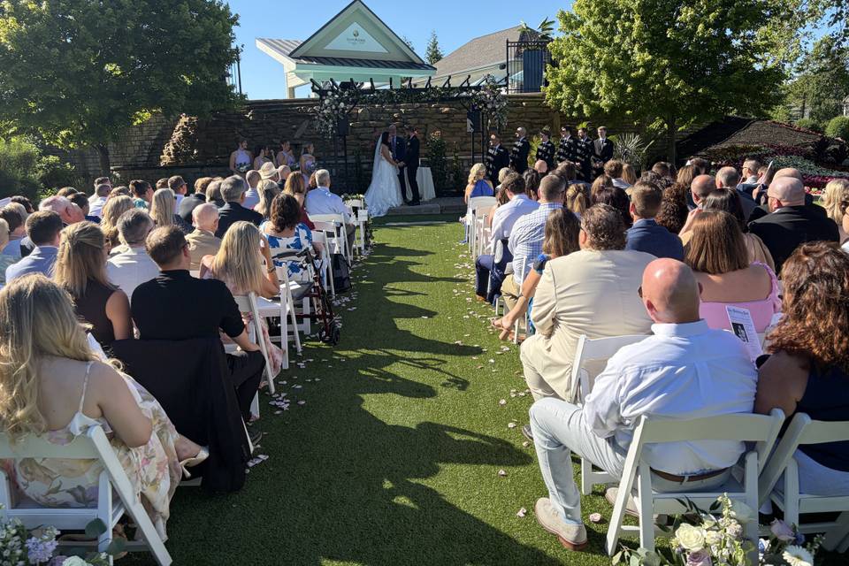 Backyard wedding ceremony