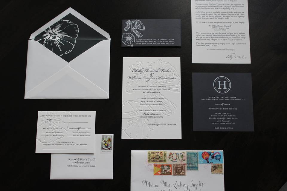 Letterpress wedding invitation