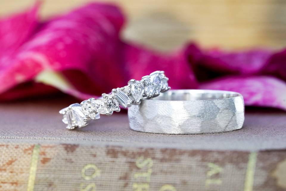 Mixed diamond wedding band