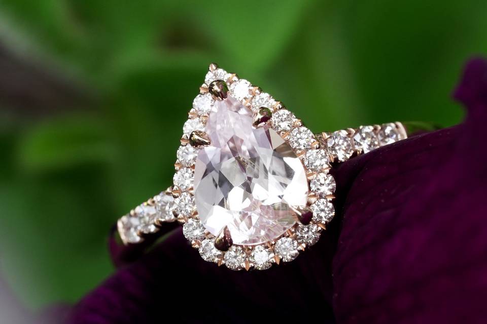 Sapphire Halo rose gold ring