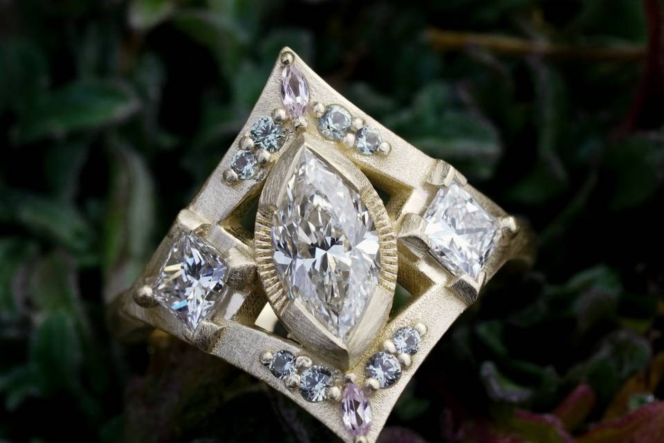 Heirloom cosmic wedding band