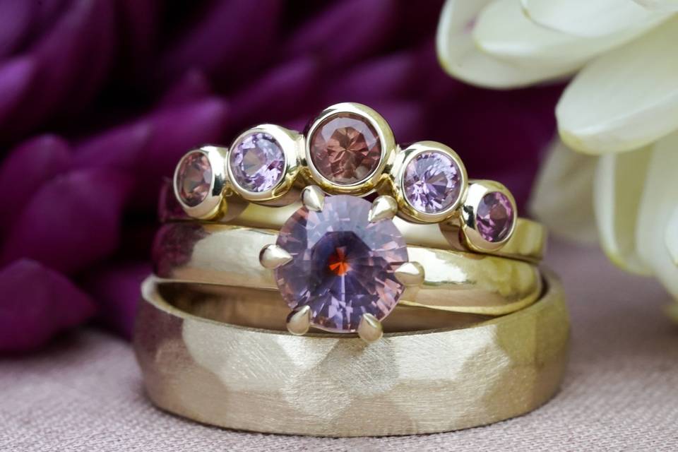 Ombré sapphire wedding set