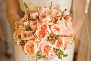 The bride holding her bouquet