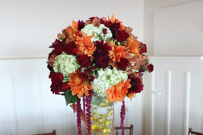 Table setup with centerpiece