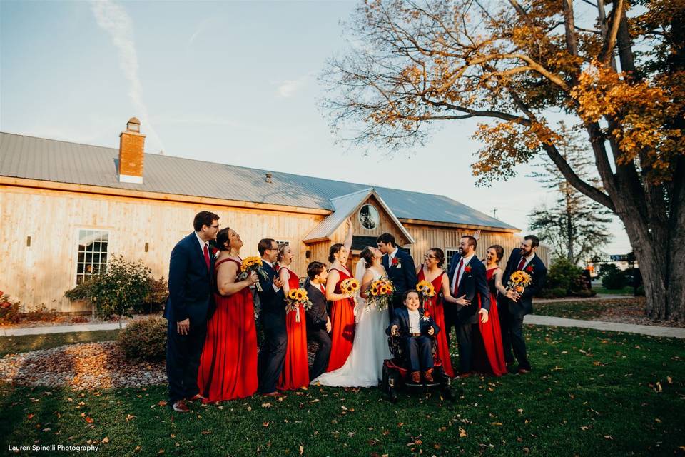 Bridal party outside