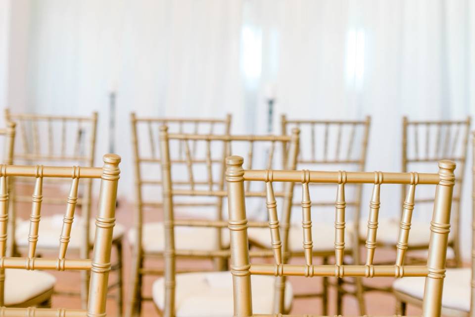 Indoor ceremony in ballroom