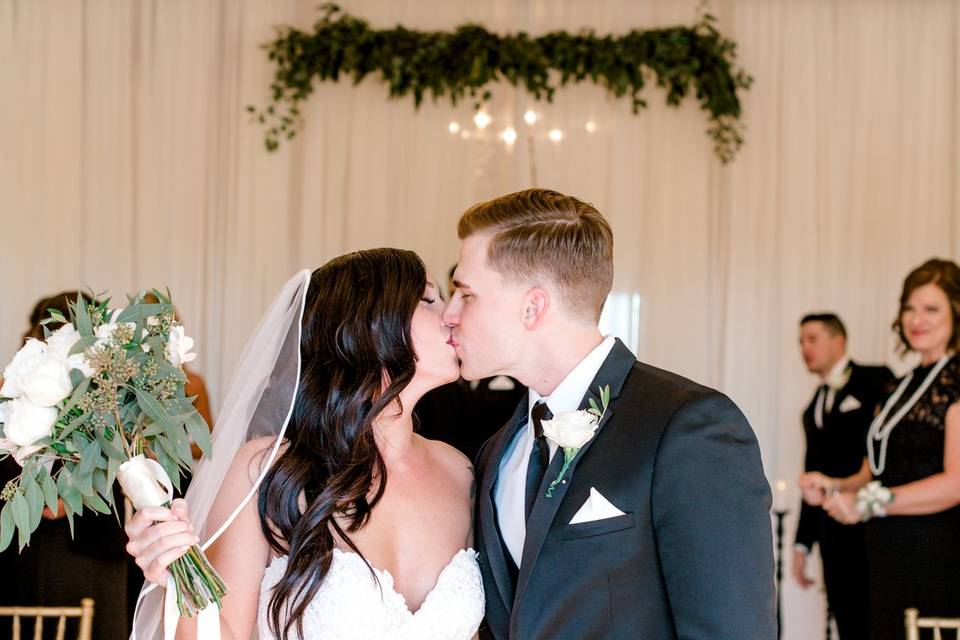 Indoor ceremony in ballroom