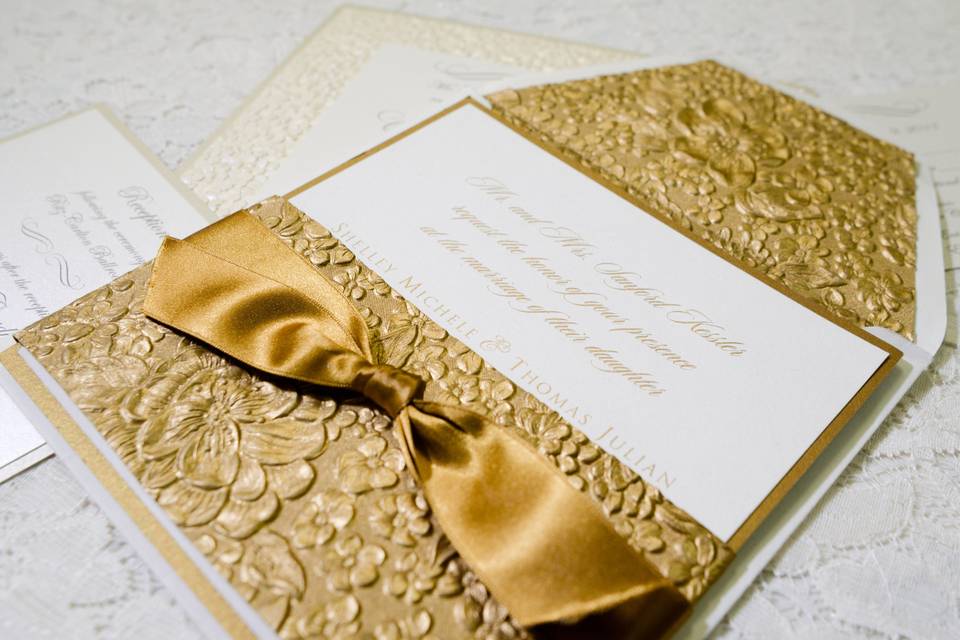 Gold wedding invite