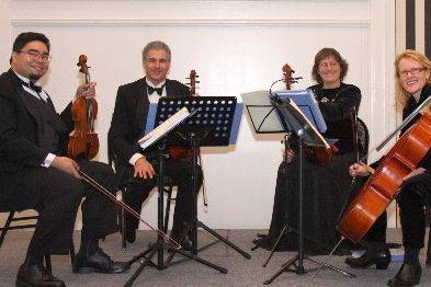 Vlazville Music's Skyline Quartet poses before a command performance concert for IEEE in Berkeley