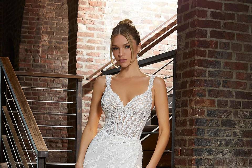 High slit wedding dress