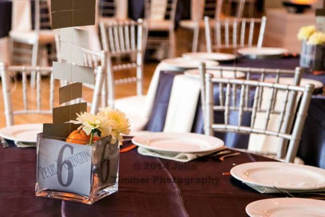 Dining table with centerpiece