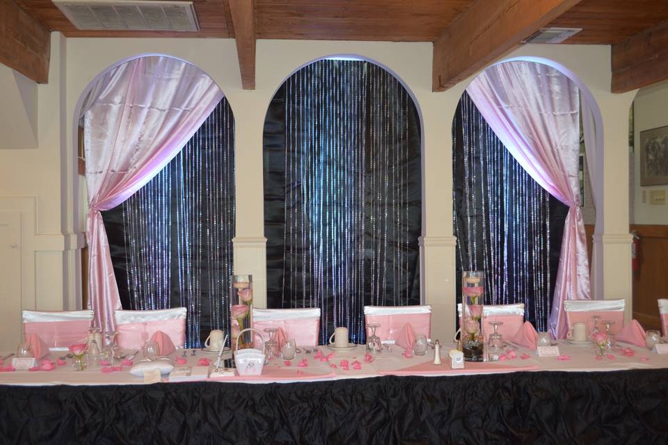 Pink & Black Head Table Back Drop