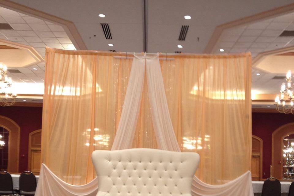 Peach & White Wedding Backdrop Stage