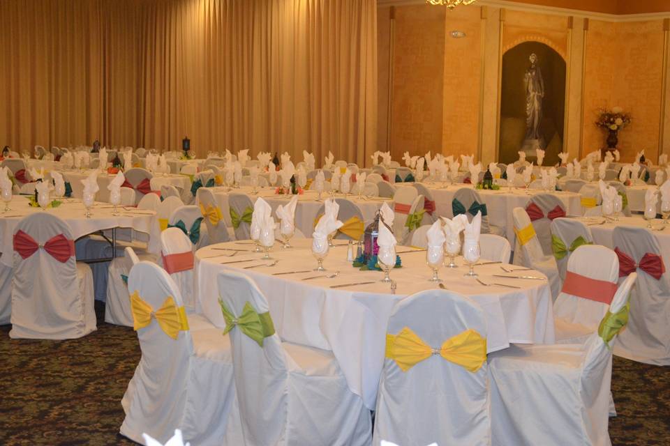 Lady Sangeet Chair Covers with colorful bows