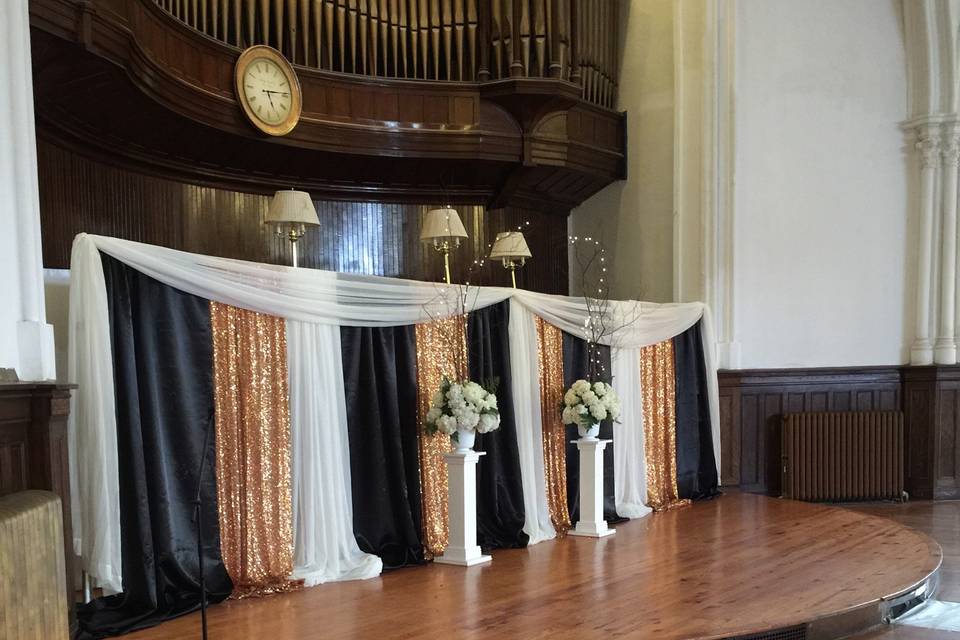 Gold White Reception Backdrop