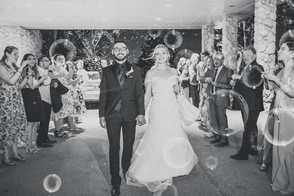 Rustic Bride and Groom on Bridge at Mayacoo Lakes Country Club