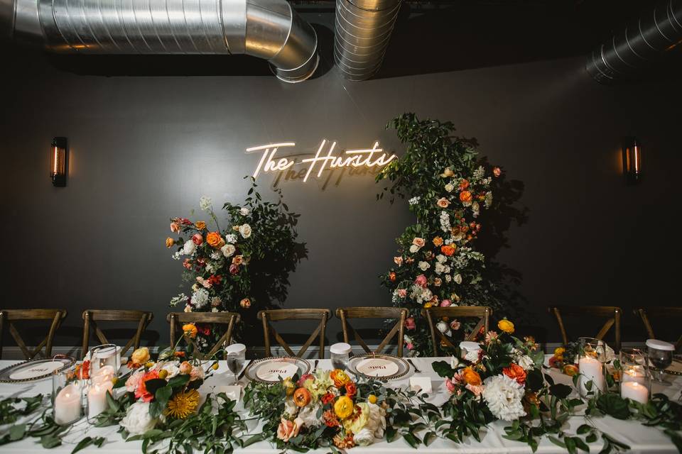 Neon Sign above the Head Table