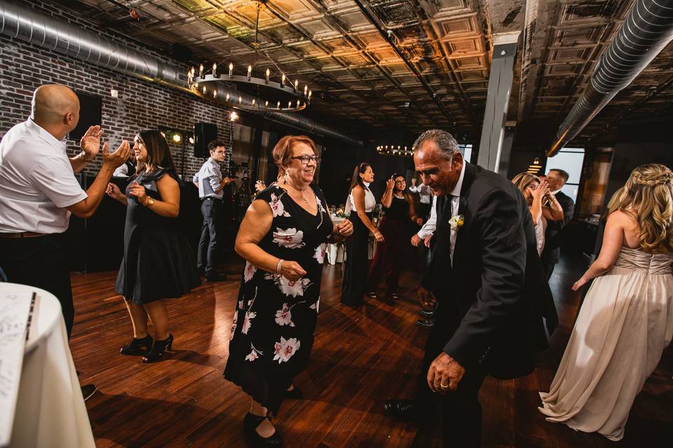 Parents dancing at Reception