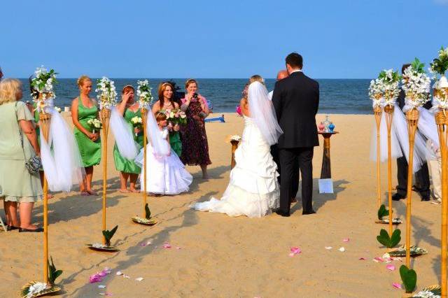 Beach wedding ceremony