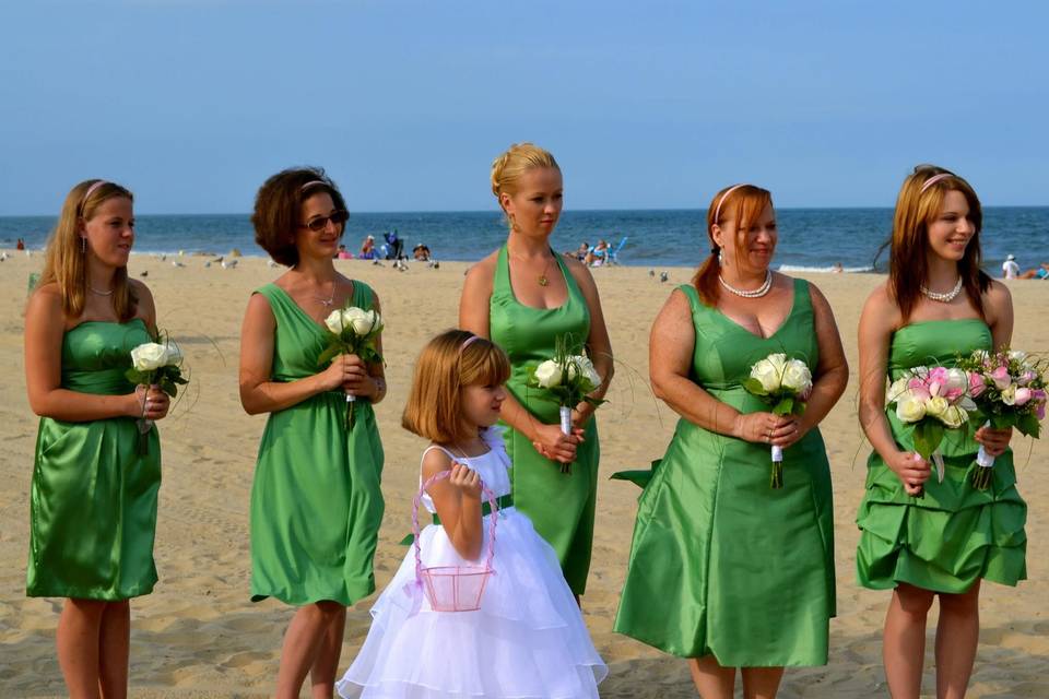 The bridesmaids and flower girl