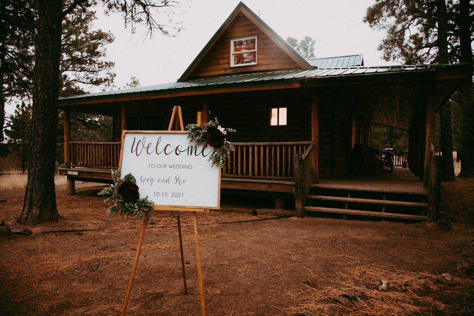 Rustic welcome sign